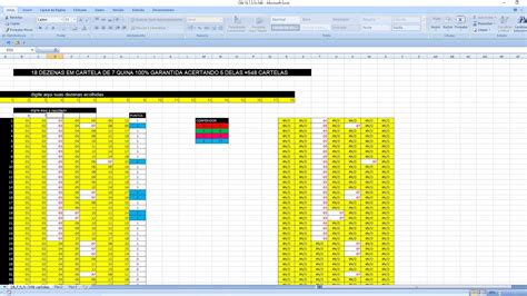 PLANILHA 18 DEZENAS EM CARTELA DE 7 QUINA 100 GARANTIDA ACERTANDO 5