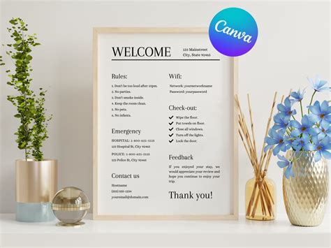 Vrbo Welcome Sign Editable And Printable Canva Template Vrbo Template