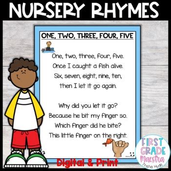 One Two Three Four Five 1, 2, 3, 4, 5 Nursery Rhyme | TPT