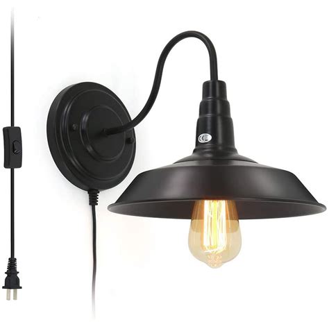 Novashion Wall Sconces With Plug In Cord E27 Black Retro Wall Lamp Indoor Hanging Wall Light