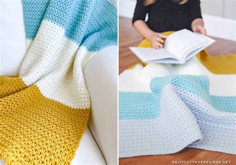 Color Block Blanket Crochet Pattern - Daisy Cottage Designs