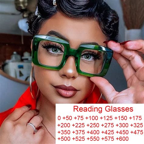 Anti Blue Light Green Reading Glasses Women Classic Vintage Square Eyeglasses Luxury Brand