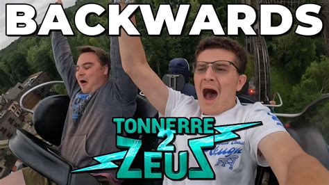 Riding BACKWARDS On A Wooden Coaster Tonnerre 2 Zeus Rider Reaction