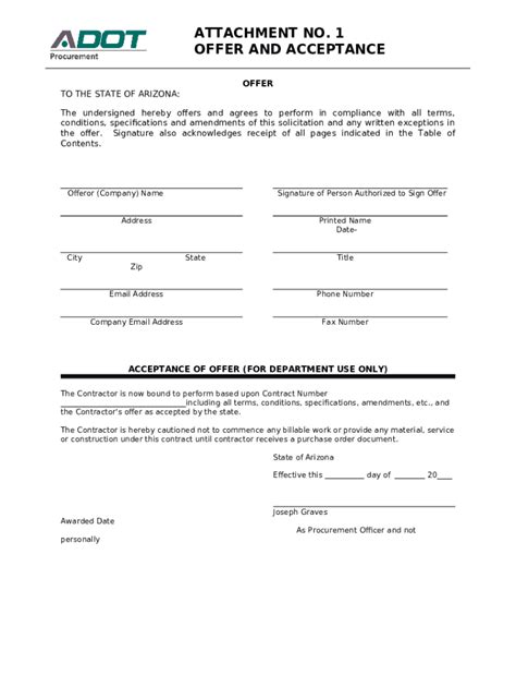 Attachment No 1 Offer And Acceptance Doc Template PdfFiller