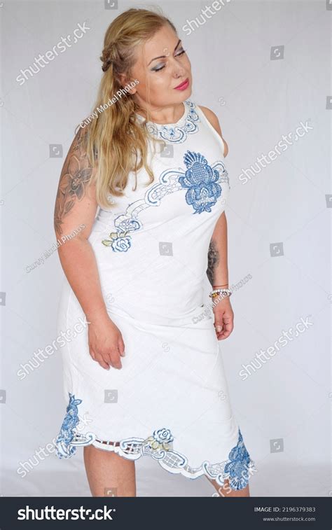 Model Blonde Curvy Girl Wearing Long Stock Photo 2196379383 Shutterstock
