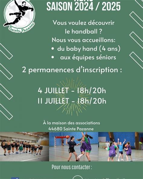 Inscription Saison 2024 2025 HBAC Sainte Pazanne