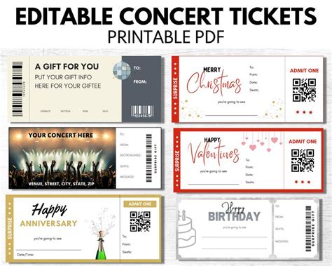 Printable Concert Ticket Editable Concert Ticket Save The Etsy