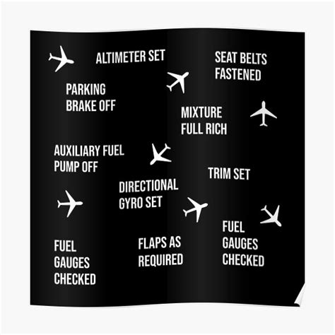 "Take off checklist - Aviation lovers - White text" Poster for Sale by ...