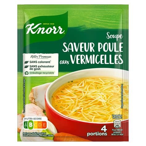 KNORR Soupe déshydratée poule aux vermicelles 4 personnes 63g pas cher