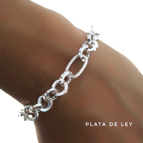 Pulsera De Plata De Ley Con Eslabones Huecos Pulseras Plata Mujer