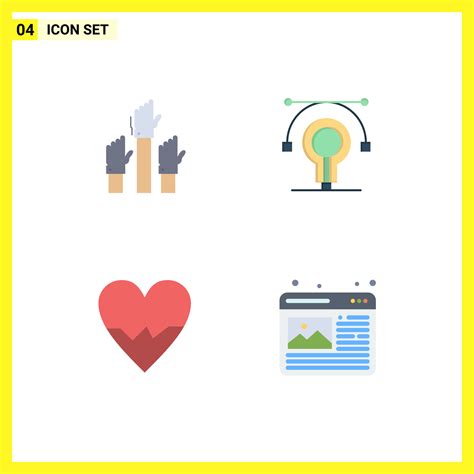 Pictogram Set of 4 Simple Flat Icons of aspiration heart employee ... 