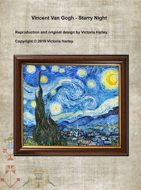 Cross Stitch Van Gogh Reproduction Pattern Starry Night Painting Chart ...