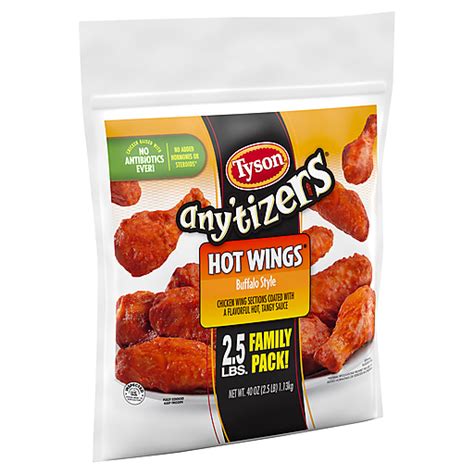 Tyson Any Tizers Buffalo Style Bone In Chicken Wings 40 Oz Frozen