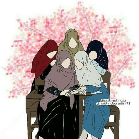 Gambar Anime 3 Sahabat Perempuan Berhijab ~ Muslimah Jilbab Fatimah