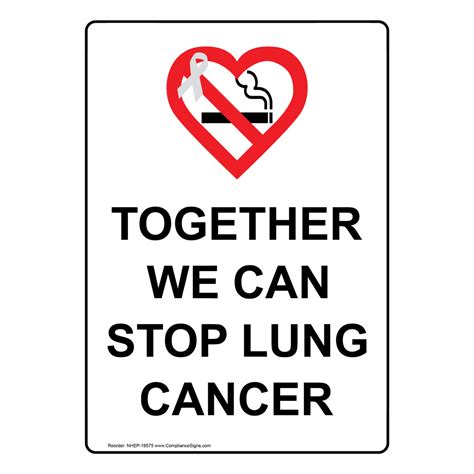 Portrait Together We Can Stop Lung Cancer Sign With Symbol Nhep 19575