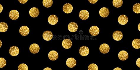 Gold Glittering Confetti Polka Dot Seamless Pattern Isolated On Black