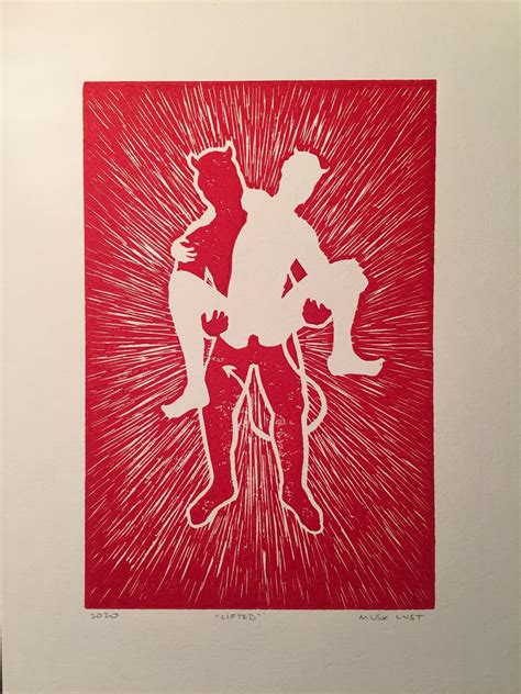 Lifted Handmade Art Print Gay Male Nude Linocut Musk Lust Etsy