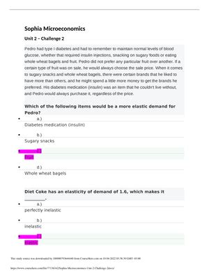 Sophia Microeconomics Unit Challenge Sophia Microeconomics Unit
