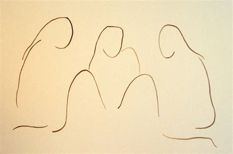 THREE NUDE GIRLS THE JOY OF LIVING Minimalism Abstract Ink Line Drawings Of Naked Girls