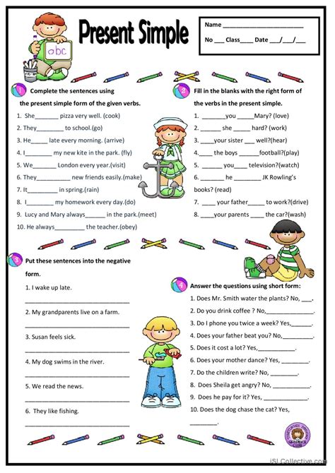 PRESENT SIMPLE English ESL Worksheets Pdf Doc