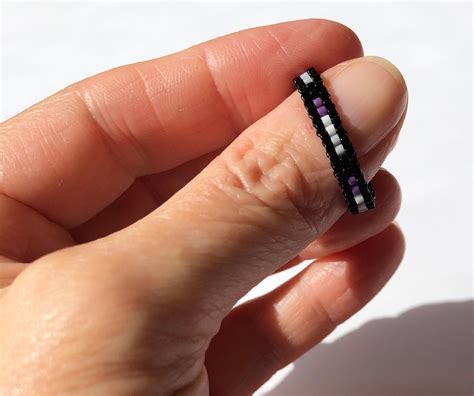 Asexual Pride Ring Skinny Beadwork Ring Thin Band Ring Ace Etsy