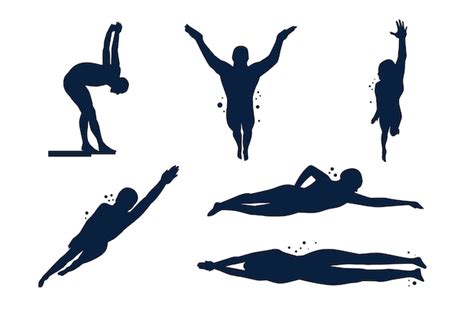 Free Vector | Hand drawn swimming silhouette set