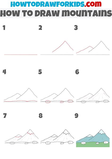 How To Draw Mountains Easy Drawing Tutorial For Kids Mountain