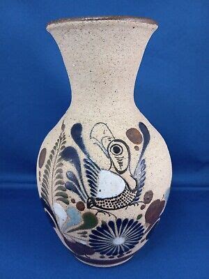 Vintage Tonala J Campe Signed Mexican Pottery Bird And Flower Vase Ebay