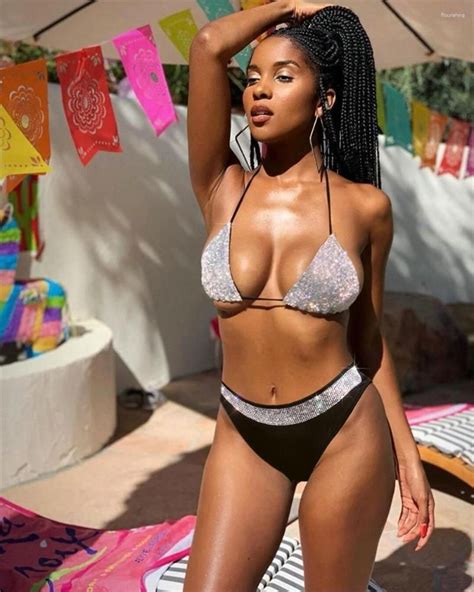 Neon Pink Rhinestone High Leg And Triangle Bikini Set Pink S Artofit