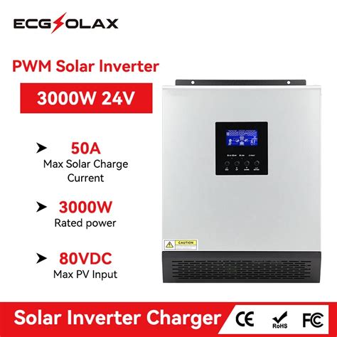 Ecgsolax 3000va 2400w Solar Hybrid Inverter 24v 110v Built In Pwm 50a