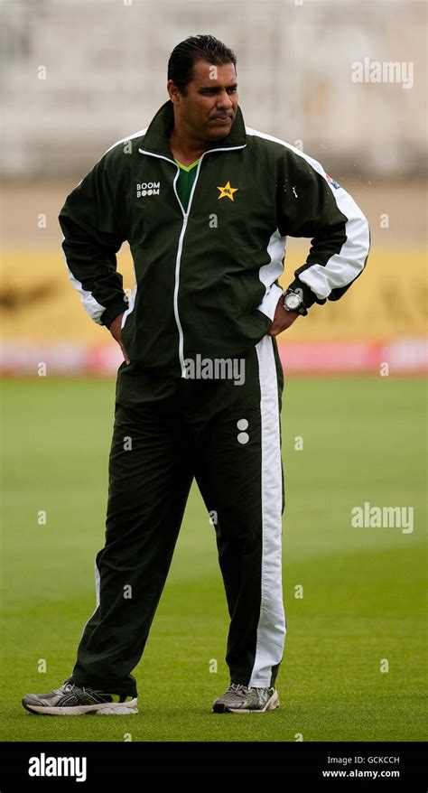 Pakistan Coach Waqar Younis Nets Session Trent Bridge Hi Res Stock