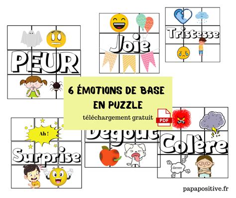 6 émotions de base en puzzle téléchargement gratuit Papa positive