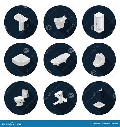 Isometric Flat Icons Sanitary Ware Stock Illustration Illustration Of