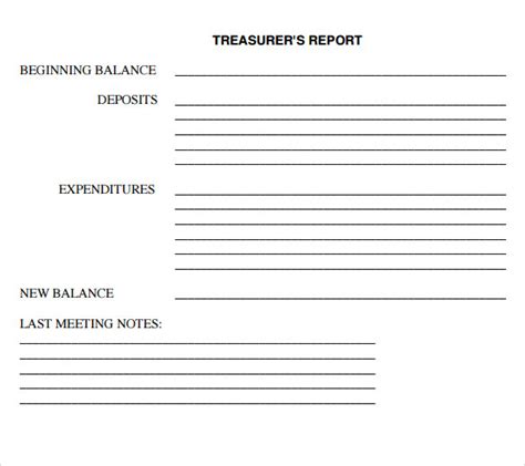 Treasurer Report Template