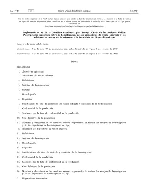 Reglamento no 46 de la Comisión Económica para Europa CEPE