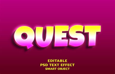 Premium Psd Quest 3d Text Effect Design