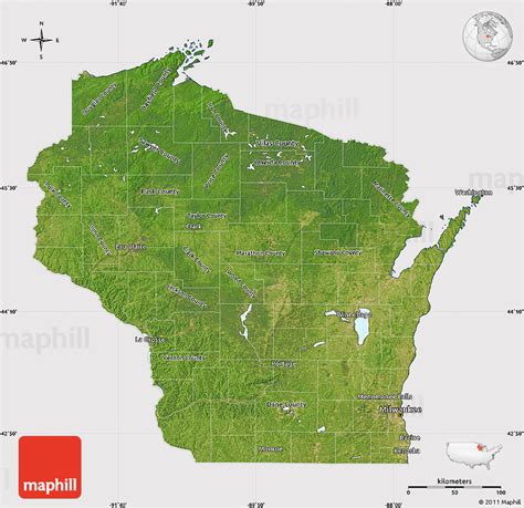 Satellite Map Of Wisconsin - Alanna Leontyne