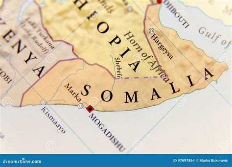 Geographic Map of Somalia with Important Cities Stock Photo - Image of ...