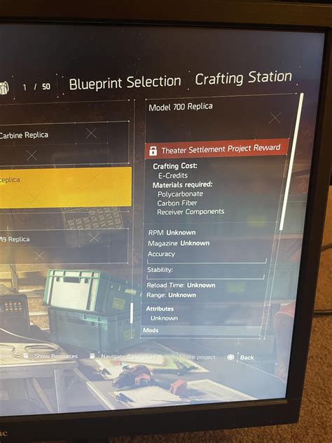 Missing Project for M700 Blueprint? : r/thedivision