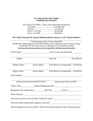 Fillable Online ECC REGISTRATION FORM SUMMER 2022 SESSION ALL Fax