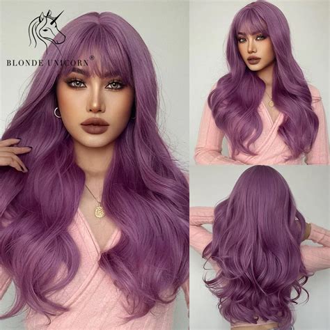 Blonde Unicorn Synthetic Long Wavy Wig Purple For Women Cosplay Daily