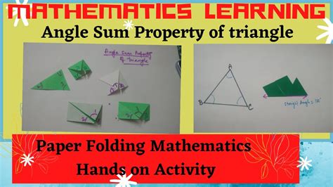 Maths Activity Verify The Sum Of Three Angles Of A Triangle Is 180 Degrees By Paper Folding