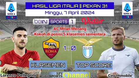 Hasil Liga Italia Pekan 31 AS Roma VS Lazio AC Milan Vs Lecce