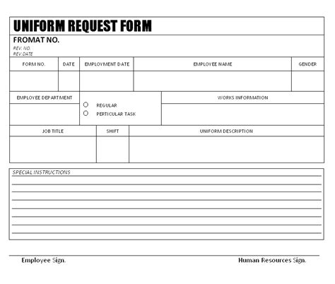 Uniform Request Form Format