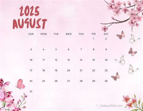 August Printable Calendars Entheosweb