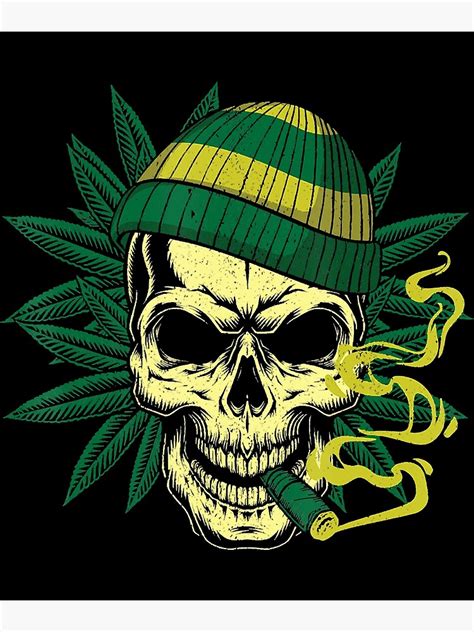 "Skull Smoking Weed 420 Cannabis Marijuana Stoner Gift" Poster for Sale by cherylberthac | Redbubble