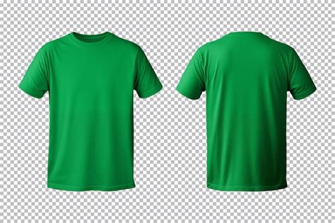 Premium Psd Realistic Set Of Male Green Tshirts Mockup Front And Back View Isolated On A