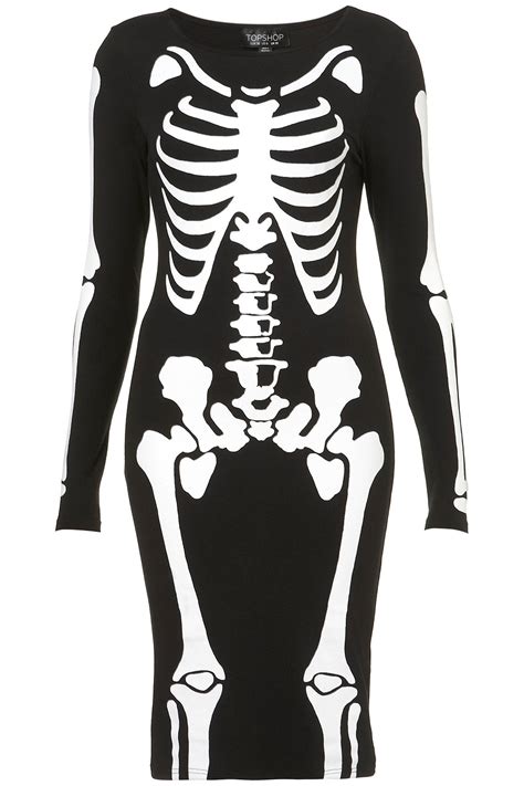 Topshop Skeleton Bodycon Dress In Black Lyst