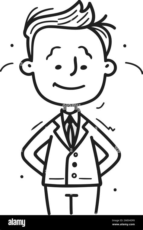 Vector Illustration Of Happy Businessman Doodle Of Happy Businessman