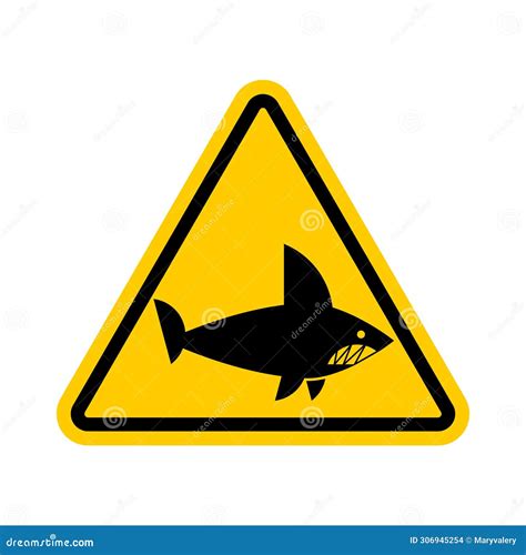 Attention Shark Triangular Road Danger Sign Caution Sharks Stock